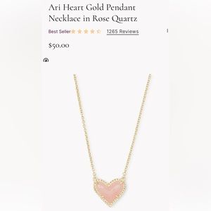 Ari Heart Gold Pendant Necklace in Rose Quartz